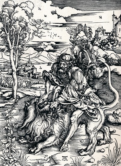 'Samson Rending the Lion', 1497 (1906). Artist: Albrecht Durer.