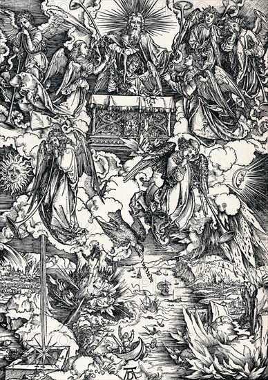 'The Seven Trumpets are Given to the Angels', 1498 (1906). Artist: Albrecht Durer.