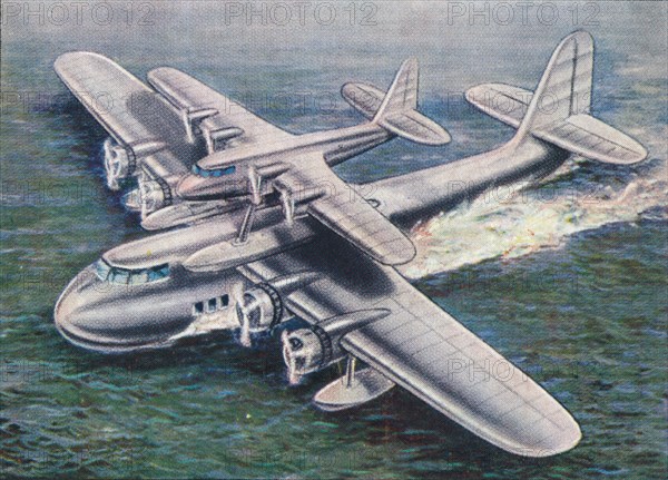 The Short Mayo Composite aircraft, 1938.  Artist: Unknown.
