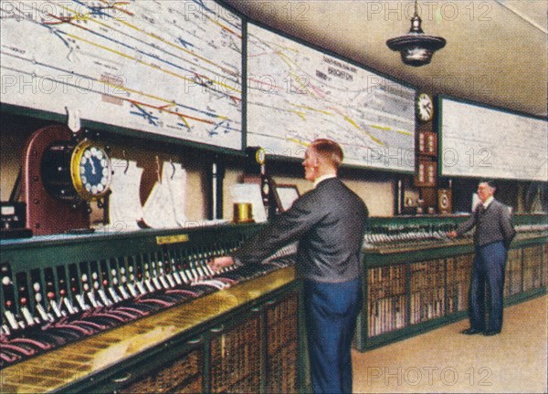 All-electric signal box, 1938. Artist: Unknown.