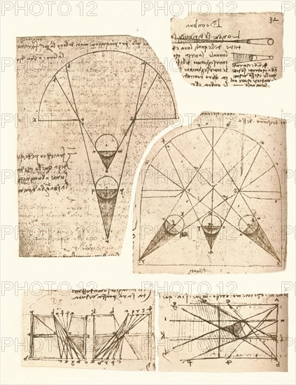 Five diagrams illustrating the theory of light and shade, c1472-c1519 (1883). Artist: Leonardo da Vinci.