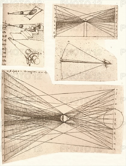 Four diagrams illustrating the theory of light and shade, c1472-c1519 (1883).  Artist: Leonardo da Vinci.
