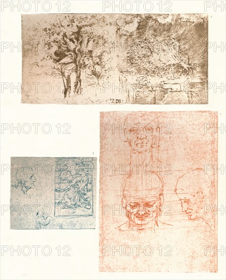 Three drawings, c1472-c1519 (1883). Artist: Leonardo da Vinci.