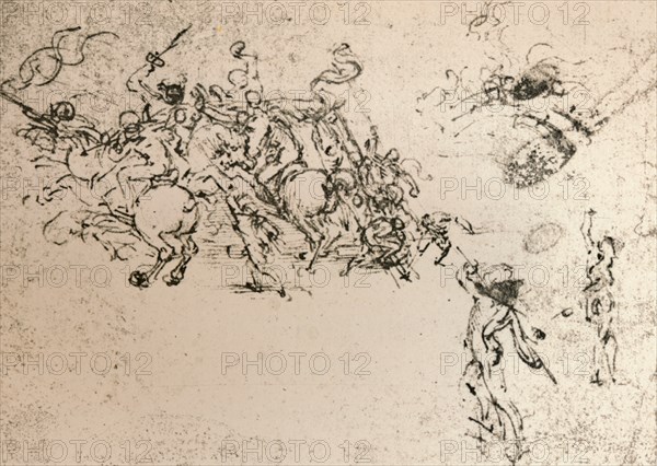 Study for the cartoon of the Battle of Anghiari, c1472-c1505 (1883). Artist: Leonardo da Vinci.