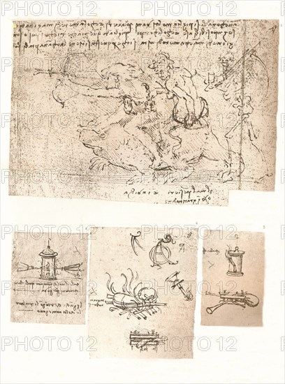 Four drawings of allegorical representations, c1472-c1519 (1883). Artist: Leonardo da Vinci.