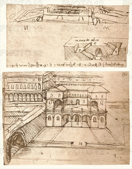 Two drawings of plans for towns, c1472-c1519 (1883). Artist: Leonardo da Vinci.