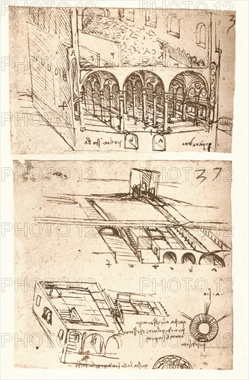 Two architectural drawings, c1472-c1519 (1883). Artist: Leonardo da Vinci.