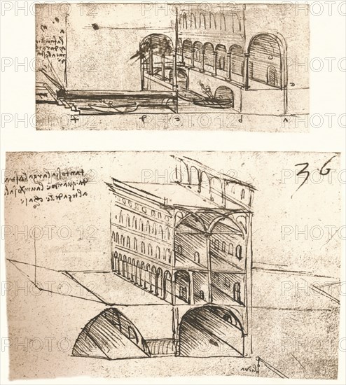 Two plans for canals in a town, c1472-c1519 (1883). Artist: Leonardo da Vinci.