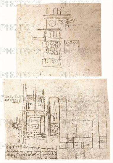 Two architectural drawings, c1472-c1519 (1883). Artist: Leonardo da Vinci.