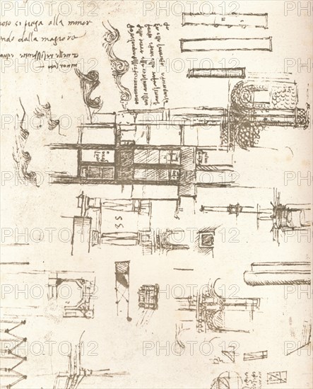 Drawing of projects for castles and villas, c1472-c1519 (1883). Artist: Leonardo da Vinci.