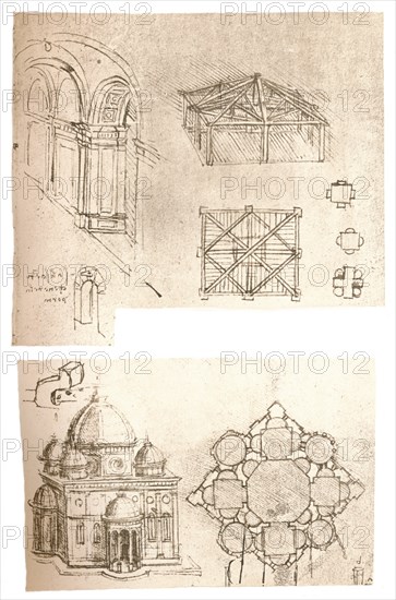 Two architectural drawings, c1472-c1519 (1883). Artist: Leonardo da Vinci.