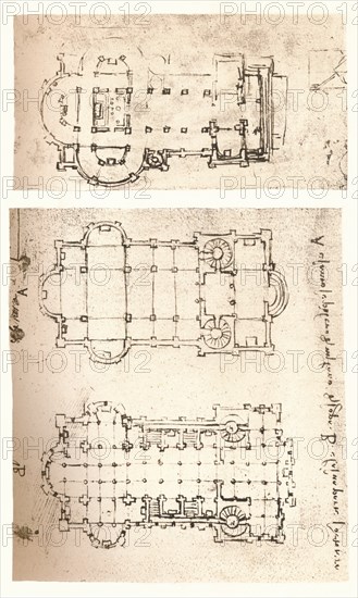 Two plans of churches, c1472-c1519 (1883). Artist: Leonardo da Vinci.