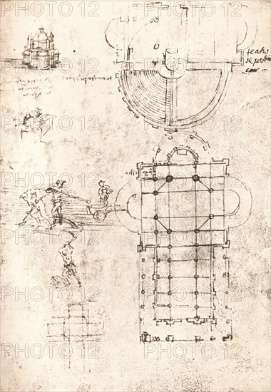 Drawing of churches, c1472-c1519 (1883). Artist: Leonardo da Vinci.