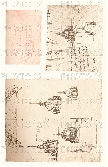 Three drawings of Milan Cathedral, c1472-c1519 (1883). Artist: Leonardo da Vinci.