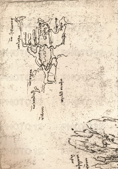 Sketch map of Armenia, c1472-c1519 (1883). Artist: Leonardo da Vinci.