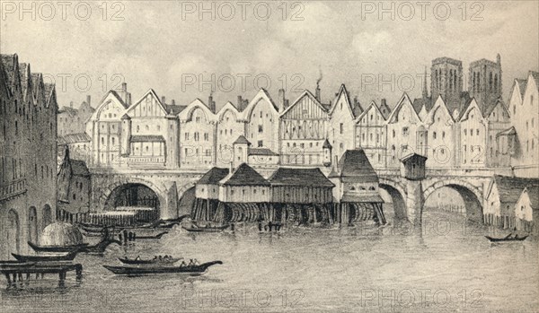 'The Pont Notre-Dame in 1560', 1915. Artist: Unknown.