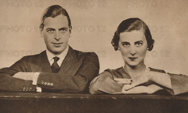 Prince George and Princess Marina, who became engaged on 28 August, 1934 (1935). Artist: Unknown.