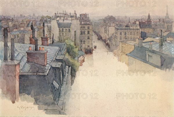 'Paris viewed from Montmartre', 1915. Artist: Eugene Bejot.