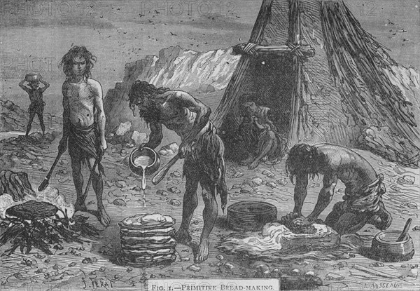 Primitive breadmaking, 1894. Artist: Unknown.