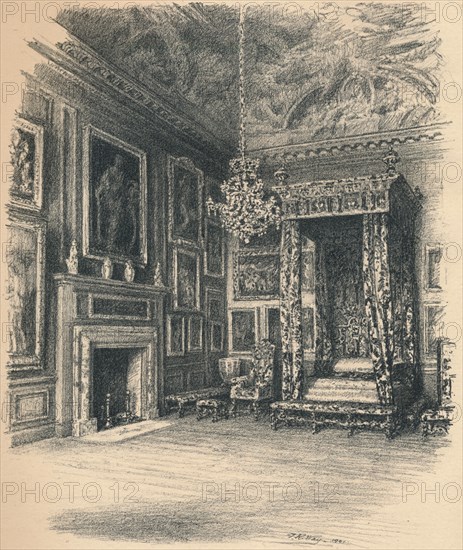 'Queen Anne's Bedchamber, Hampton Court Palace', 1902. Artist: Thomas Robert Way.