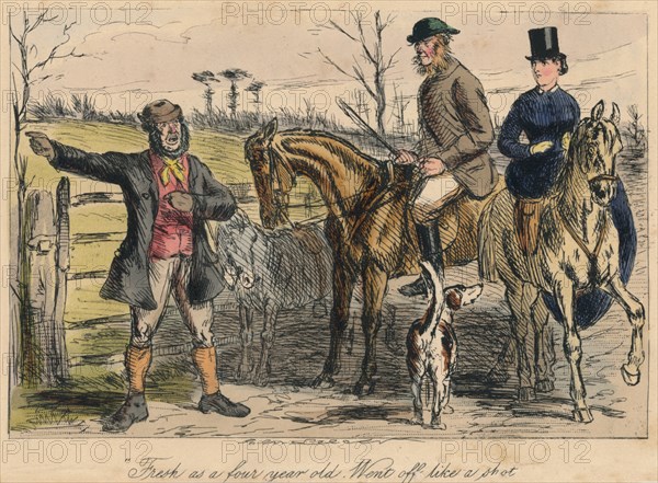 'Fresh as a four year old. Went off like a shot', 1865. Artist: John Leech.