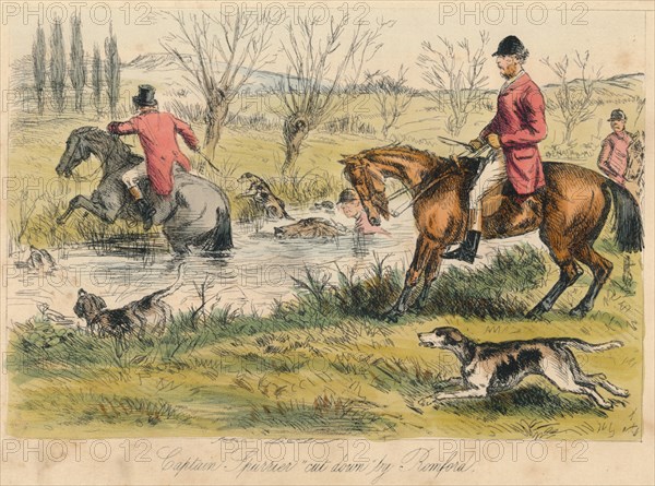 'Captain Spurrier cut down by Romford', 1865. Artists: John Leech, Hablot Knight Browne.