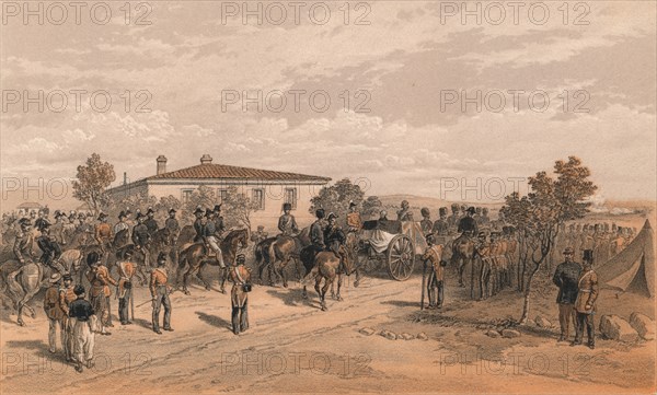 'The Funeral Cortege of Lord Raglan Leaving Head Quarters', 1856. Artist: Thomas Picken.