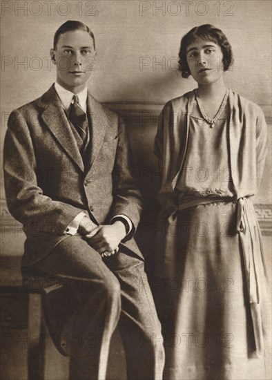 'Lady Elizabeth Bowes Lyon and the Duke of York upon the announcement of their engagement', 1923. Creator: Vandyk.