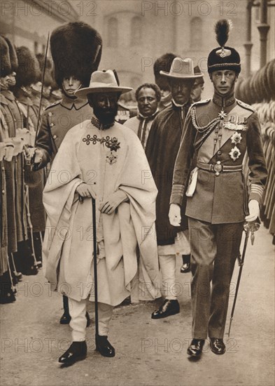 'Ras Tafari, Prince Regent of Ethiopia (Emperor Haile Selassie) with the Duke of York', 1924. Artist: Unknown.