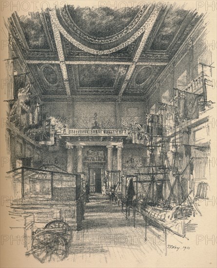 'Interior of the Banqueting Hall, Whitehall Palace', 1902. Artist: Thomas Robert Way.