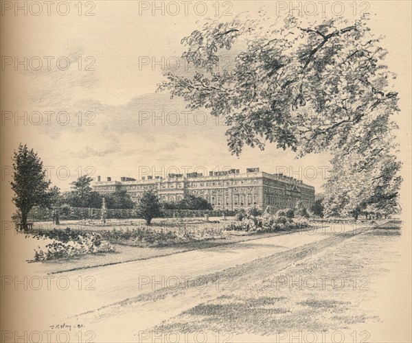 'The Garden Fronts of Hampton Court Palace', 1902. Artist: Thomas Robert Way.