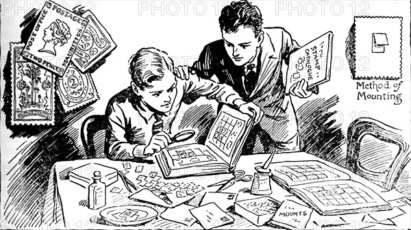 'Joys of Stamp Collecting', 1937. Artist: Unknown.