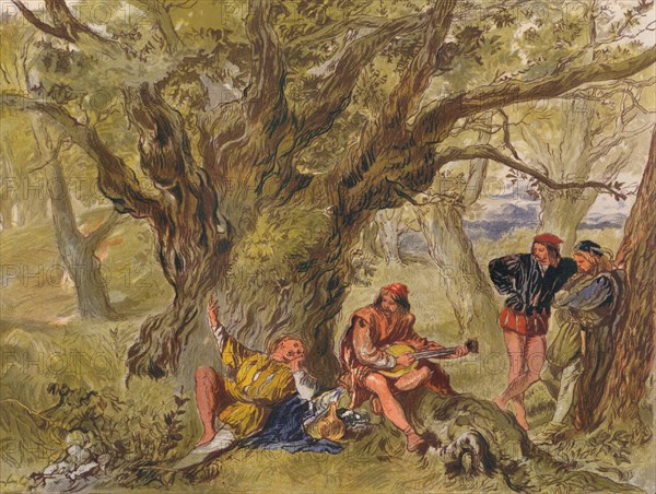 'As You Like It: Act II, Scene V. Under the Greenwood Tree, sung by Amiens, c1875. Artist: Sir John Gilbert.