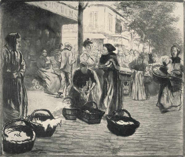 'Open air market, Avenue de Clichy', 1915. Artist: Edgar Chahine.