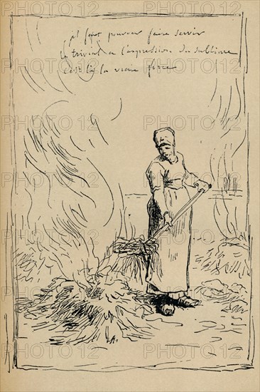 'Peasant Burning Weeds', 19th century. Artist: Jean Francois Millet.