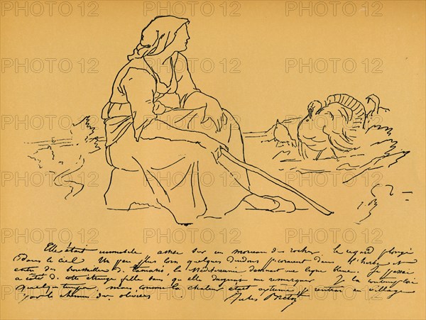 'Une Gardeuse De Dindons', c19th century. Artist: M Breton.
