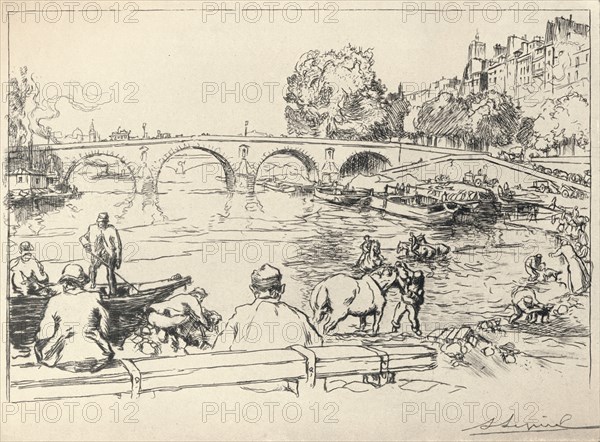 'The Watering Place at the Pont Marie', 1915. Artist: Auguste Lepere.