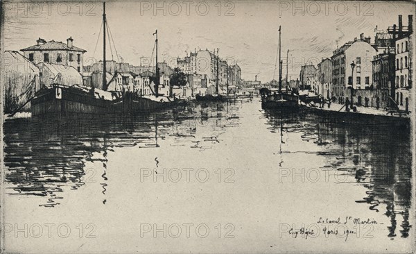 'The Canal St Martin', 1915. Artist: Eugene Bejot.