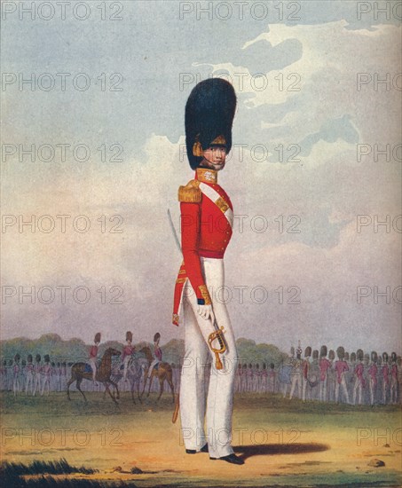 'Officer, Grenadier Guards', 19th century (1909). Artists: Ralph Nevill, L Mansion, S Eschauzier.