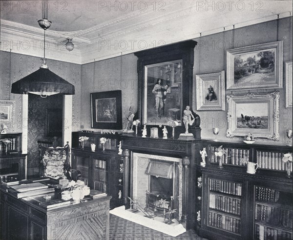 'Library of Captain Harvey, Hampstead', c1903. Artist: Frank William Brookman.