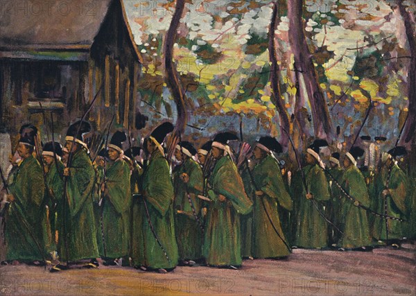 'Procession of Archers at Kioto', c1897. Artist: Mortimer L Menpes.