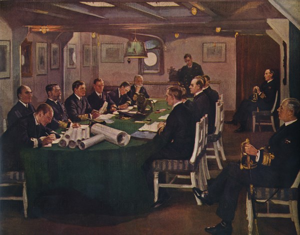 'Fore-Cabin, H.M.S. Queen Elizabeth, Rosyth, 16 November, 1918, (1935). Artist: Sir John Lavery.