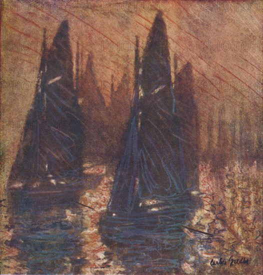 'Fishing Boats in Fog', c1913.  Artist: Carlos Grethe.