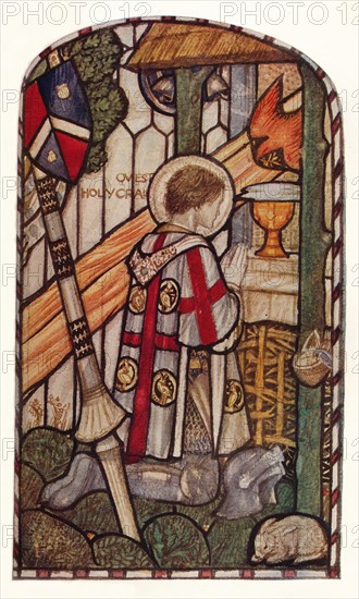 'Sir Galahad. Design for a window at Kelvin-Side, Glasgow', c1914.  Artist: Henry Payne.