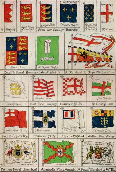 'Some Flags of the Past', c19th century. Artist: Unknown.