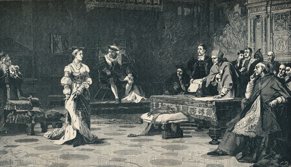 The trial of Queen Catherine, 1529 (1905).  Artist: Unknown.