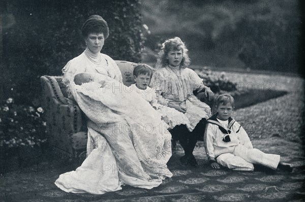 'Queen Mary and four of her children', 1905, (1936). Artist: Unknown.