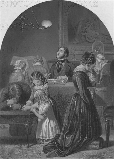 'Family Worship', c1870. Artist: Edward Henry Corbould.