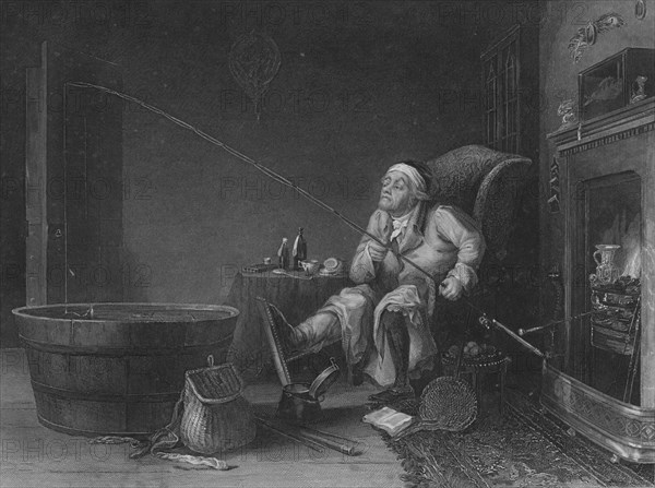 'The Enthusiast (?The Gouty Angler?)', 1850. Artist: HG Beckwith.