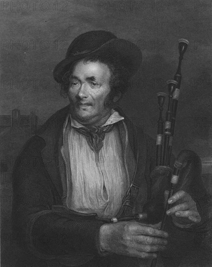 'The Bagpiper', c1845 . Artist: Robert Charles Bell.